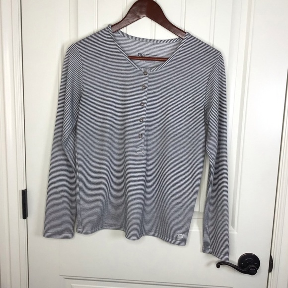 Albion Fit Grey Micro Stripe Henley Size Small. - Picture 2 of 6